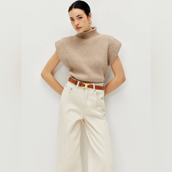 Commense Tops - Commense Ribbed Cap Sleeve Warm Sweater